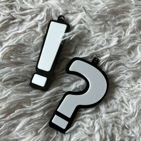 Question Mark/Exclamation Point Drop Earrings - Picture 3 of 4